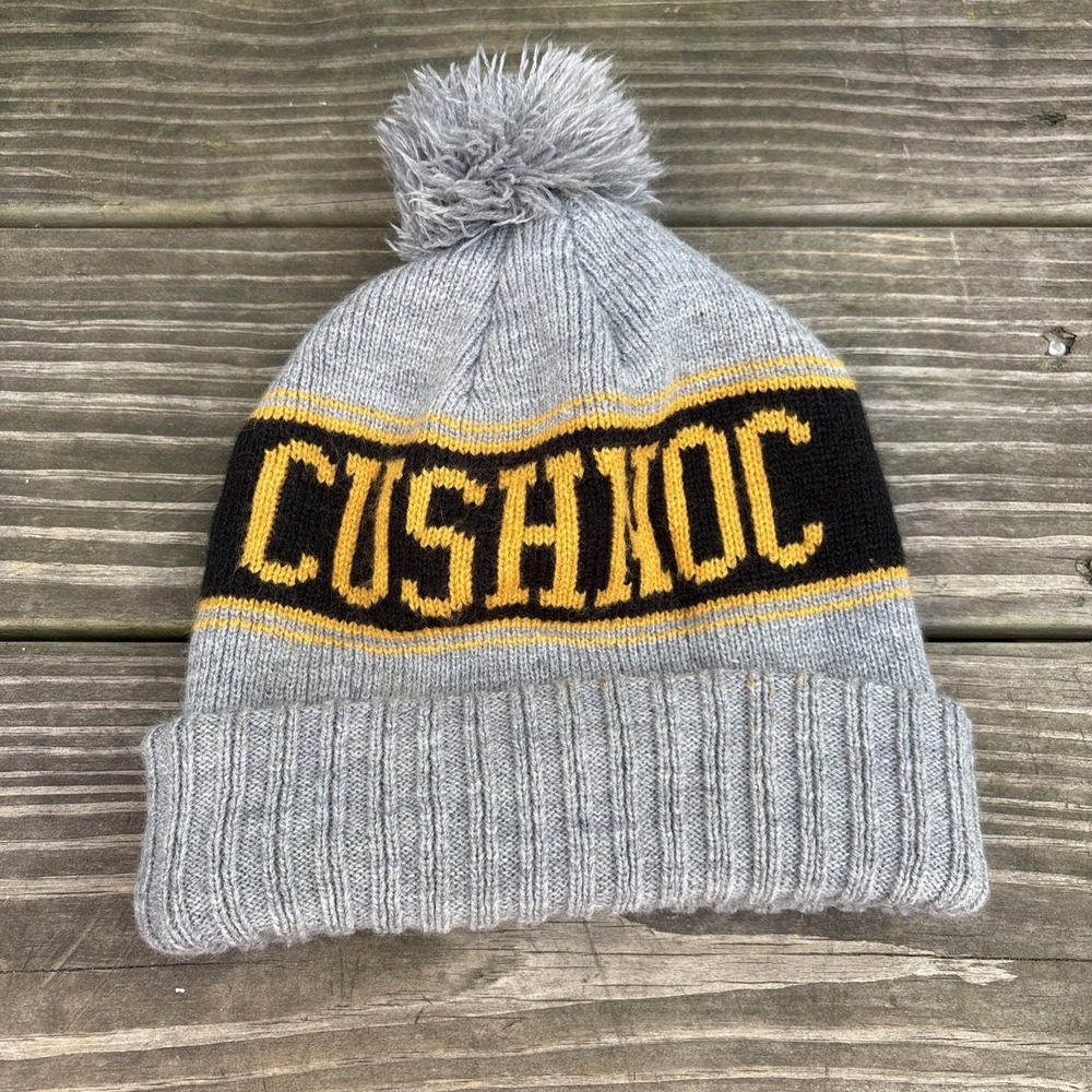 Cushnoc Brewing Maine Acrylic Pom Beanie Hat Cap Knit